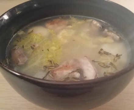 Soup with Parsnips, Green Cabbage and Mushrooms